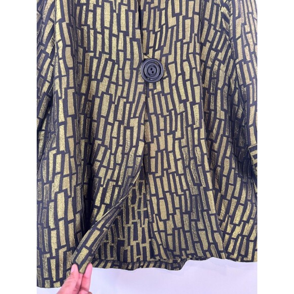 Saint Gil Womens Jacket Green Abstract Jacquard One Button 3/4 Sleeve Classic XL - Picture 7 of 12